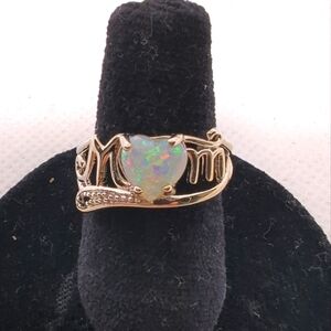 MOM 💓Fire Opal & Amethyst Ring Stimulated Stainless Steel Sz 5 New